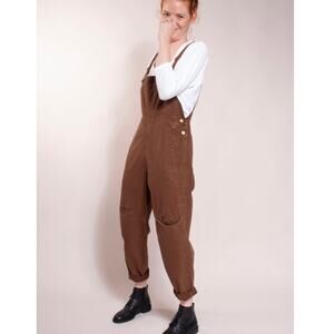 Built By Wendy Dungarees Overalls Brown Pockets Size Small